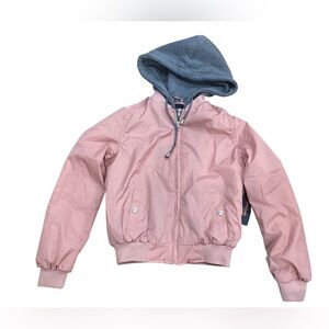 Ambiance Women’s Pink Mauve Grey Hooded Bomber Jacket Medium